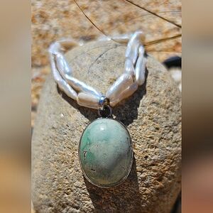 VTG Sterling Baroque & Turquoise Necklace